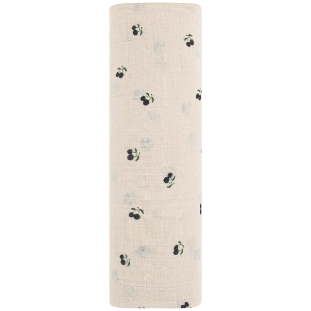 Cotton Muslin Swaddle Blanket - Blue Cherry - HoneyBug 