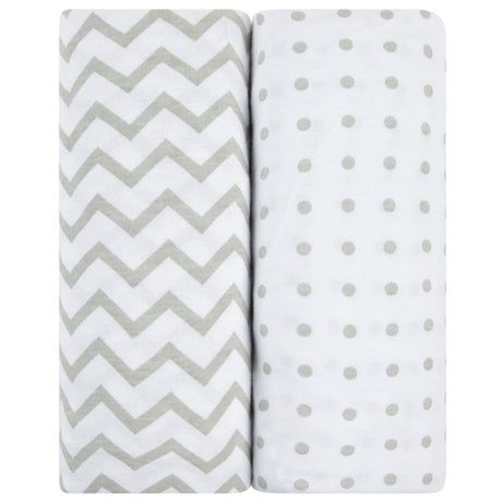 Waterproof Pack N Play I Portable Crib Sheet Set - Grey Chevron - HoneyBug 