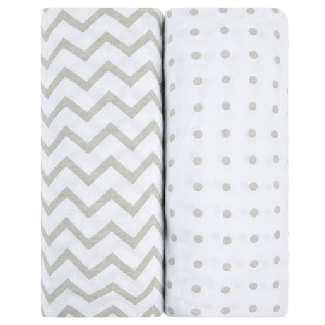 Bassinet Sheet Set - Grey Chevron & Polka Dot - HoneyBug 