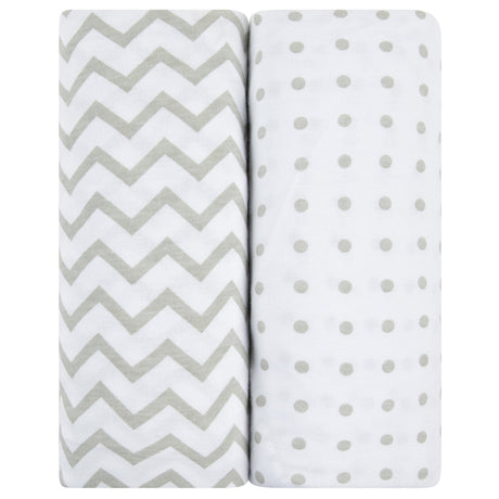 Waterproof Changing Pad Cover | Cradle Sheet Set - Grey Chevron & Polka Dot - HoneyBug 