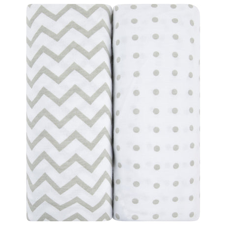 Changing Pad Cover | Cradle Sheet Set - Grey Chevron and Polka Dot - HoneyBug 