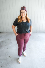 MAMA JOGGERS- Oxblood Snow Wash - HoneyBug 