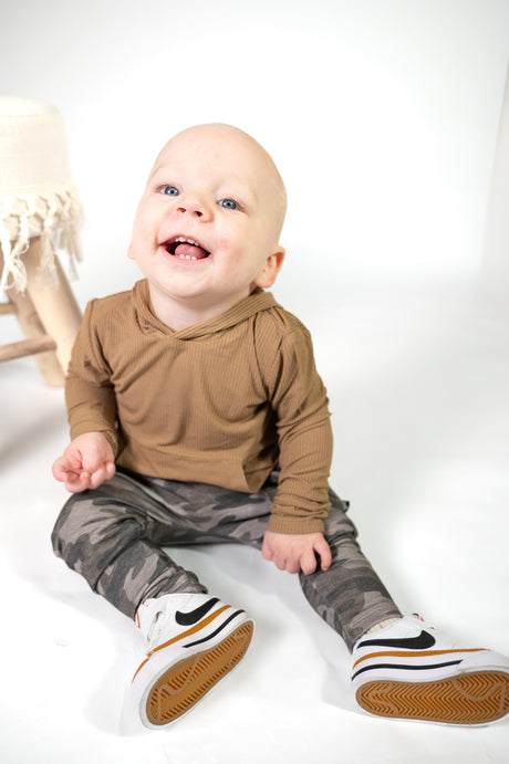 LONG SLEEVE HOODIE- Mocha - HoneyBug 