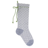 Grey Patterned Stocking with Green Bow