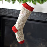 Ecru Patterned Stocking with Red Details