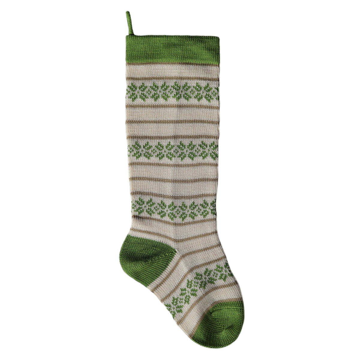 Ecru Patterned Stocking with Green