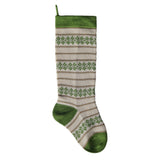 Ecru Patterned Stocking with Green