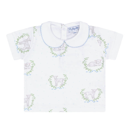 Blue Lamb Print Diaper Cover Set