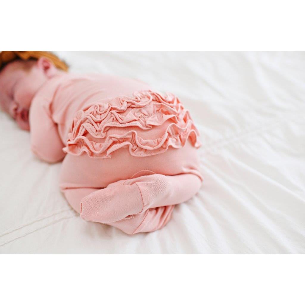 Ruffle 2 Way Zip Romper - Blush - HoneyBug 