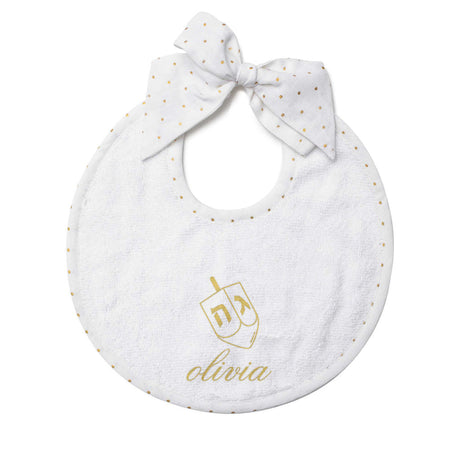 Hanukkah Newborn Bib Gold Dot - HoneyBug 
