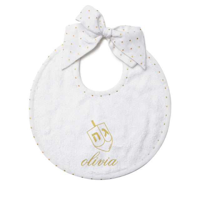 Hanukkah Newborn Bib Gold Dot - HoneyBug 