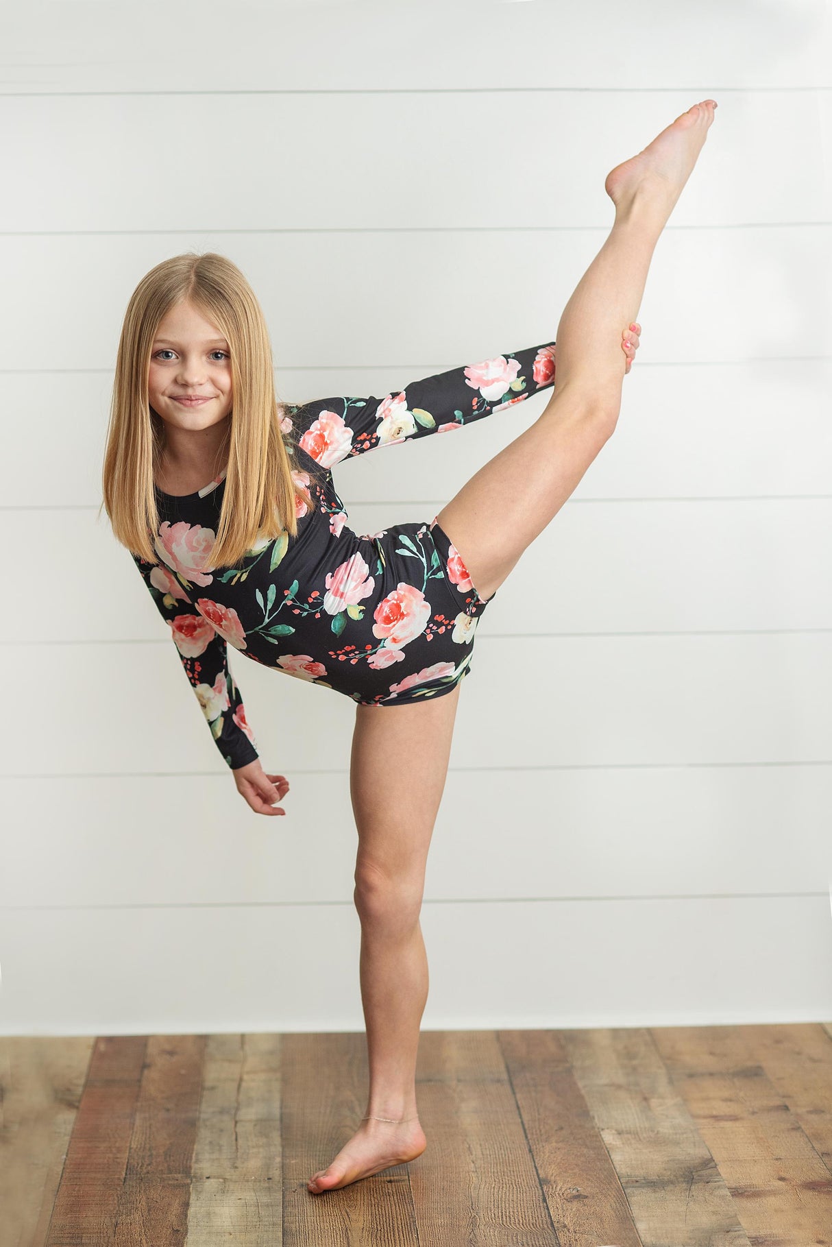 Black Floral Leotard - HoneyBug 