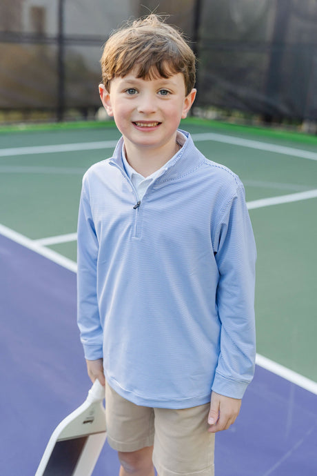 Sam Quarter Zip Pullover by LH Sport - Blue Stripes - HoneyBug 