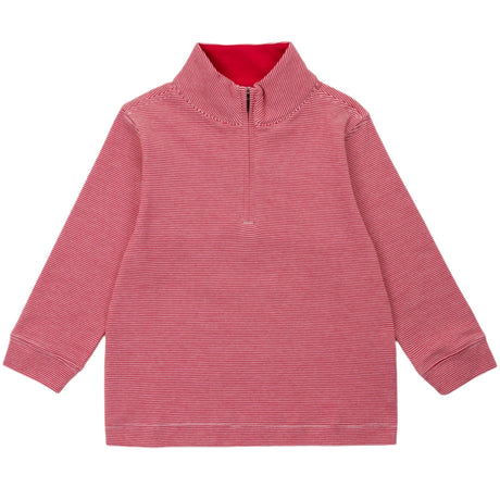 Spencer Quarter Zip Pullover - Red Stripes - HoneyBug 