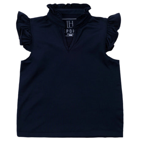 Ellie Girls' Sleeveless Ruffled Top by LH Sport - Navy - HoneyBug 