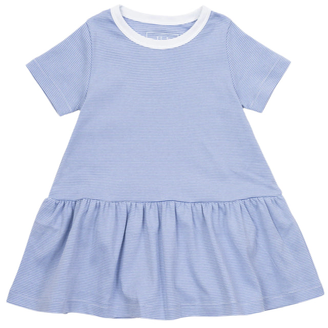 Lottie Girls' Dress - Blue and White Stripes - HoneyBug 