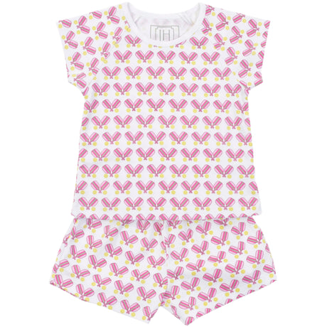Emery Girls' Short Set - Pickleball Pink - HoneyBug 