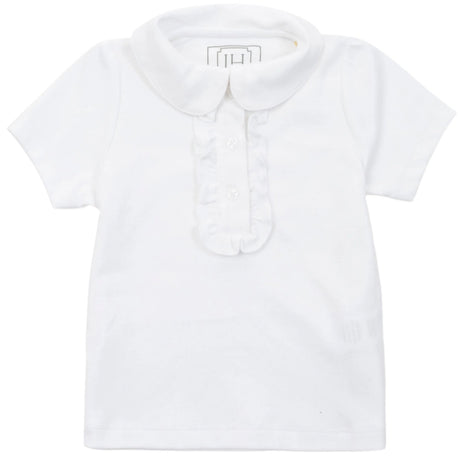 Jane Girls' Pima Cotton Short Sleeve Polo Shirt - White - HoneyBug 