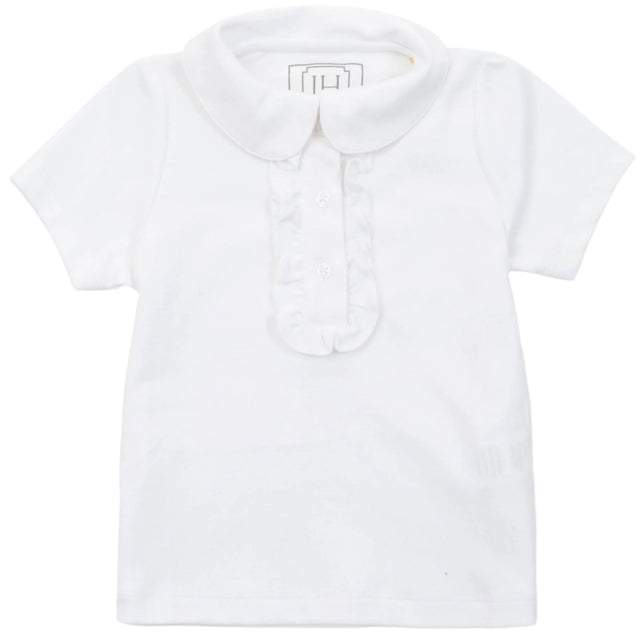 Jane Girls' Pima Cotton Short Sleeve Polo Shirt - White - HoneyBug 