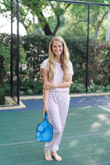 Melanie Women's Pajama Jogger Pant Set - Pickleball Pink - HoneyBug 