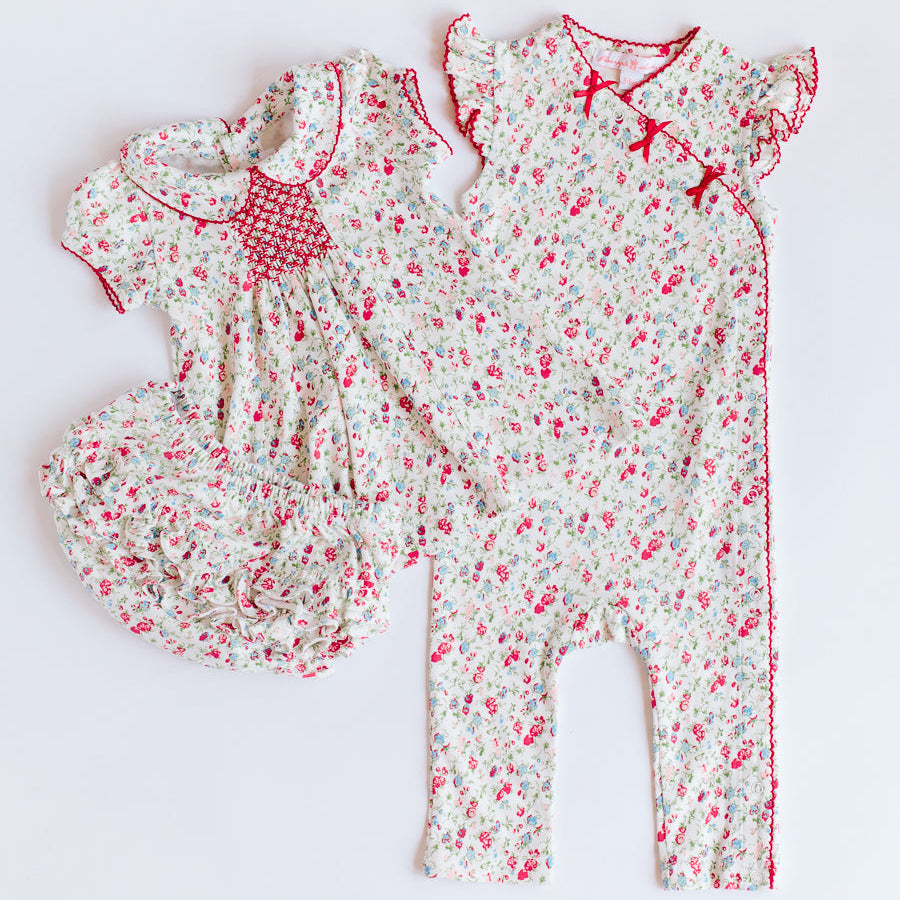 Madison Poppy Floral Romper - HoneyBug 