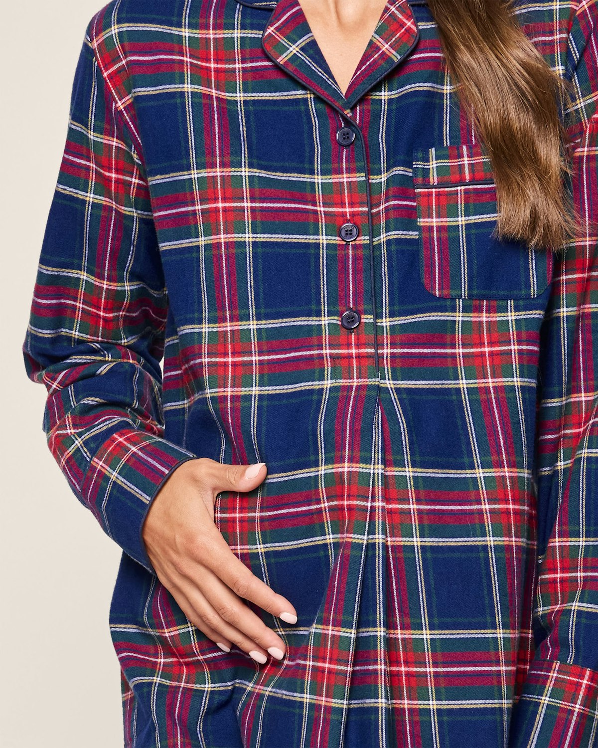 Women's Brushed Twill Maternity Nightshirt in Windsor Tartan - HoneyBug 