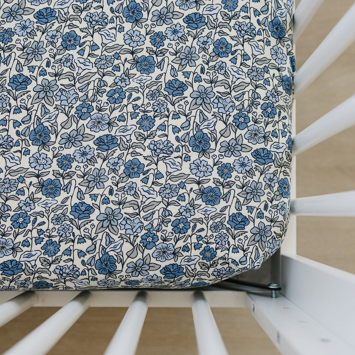 Bluebell Pointelle Bamboo Stretch Crib Sheet - HoneyBug 