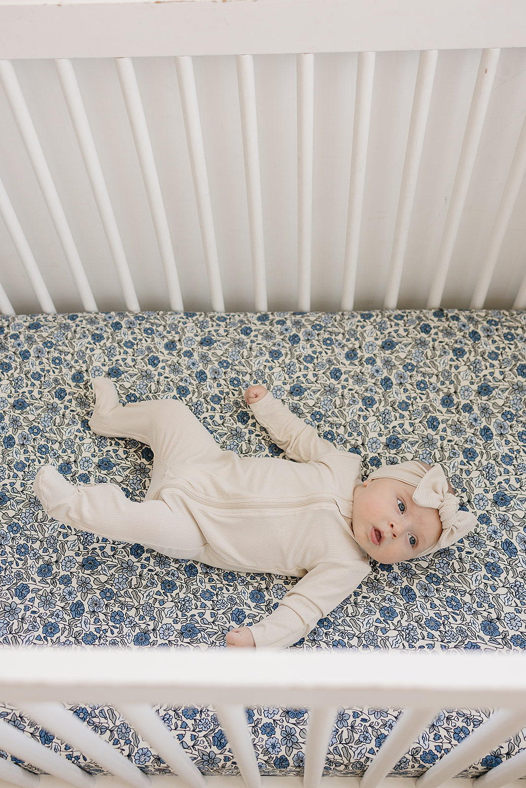 Bluebell Pointelle Bamboo Stretch Crib Sheet - HoneyBug 