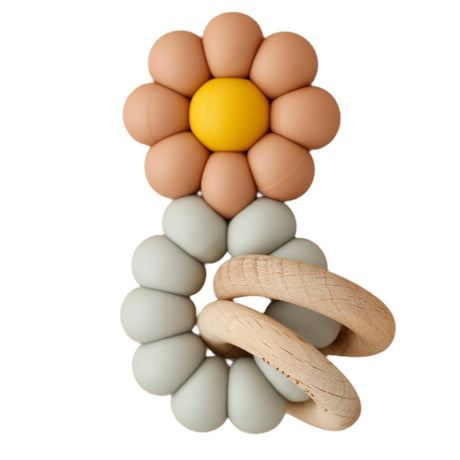 Rattle Teether - Chamomile | Dusty Coral - HoneyBug 