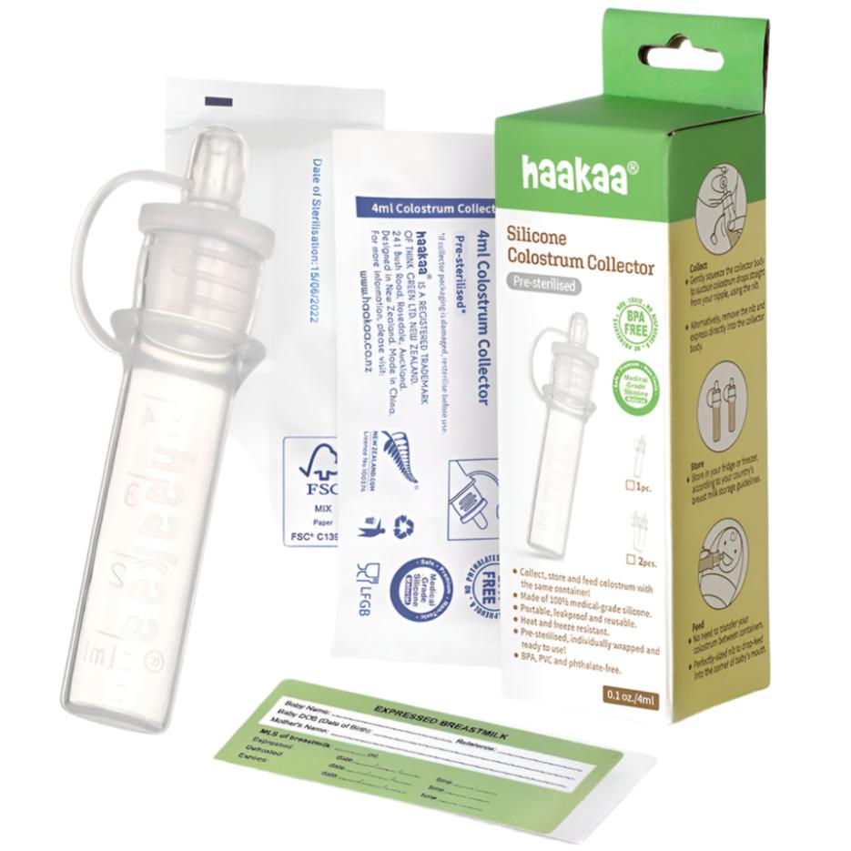Haakaa Silicone Colostrum Collectors 4 ml, 1 PK (Pre-Sterilized) - HoneyBug 