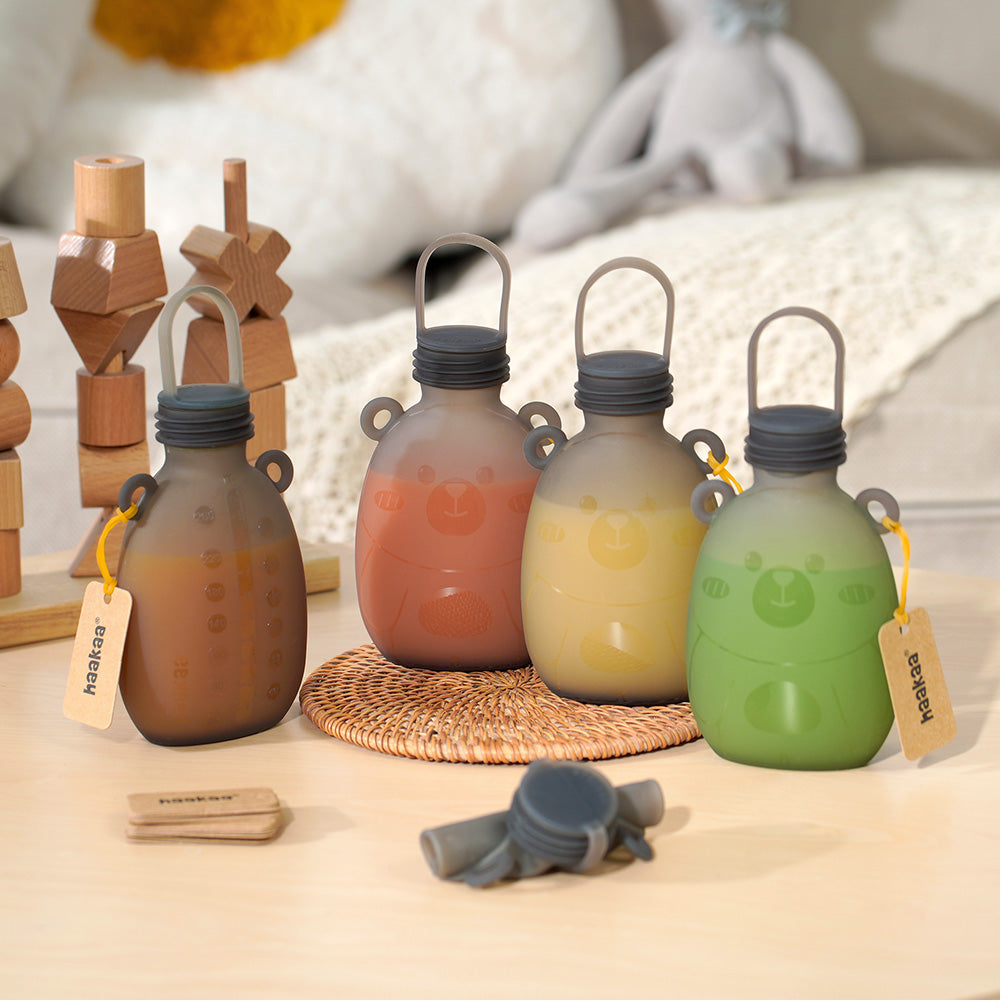 Haakaa Happii Bear Silicone Milk Storage Bag (9oz/260ml) - HoneyBug 