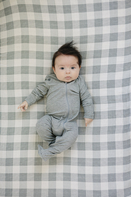 Coastal Plaid Muslin Crib Sheet - HoneyBug 