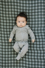 Navy Plaid Muslin Crib Sheet - HoneyBug 