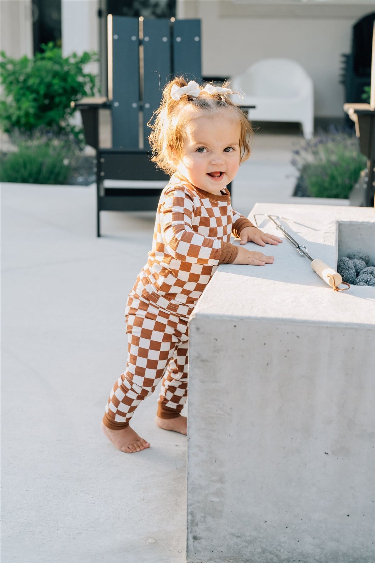 Rust Checkered Ribbed Bamboo Cozy Set - HoneyBug 