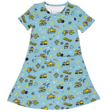 Minions Bello Banana Terry Daywear Girls' Short Sleeve Dress - HoneyBug 