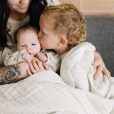 Cotton Muslin Quilted Throw - Tan Gingham - HoneyBug 