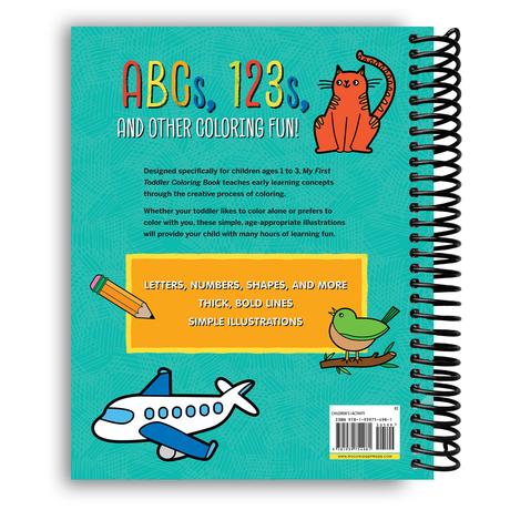 My First Toddler Coloring Book: Fun with Numbers, Letters, Shapes, Colors, and Animals! (Kids coloring activity books) (Spiral Bound) - HoneyBug 