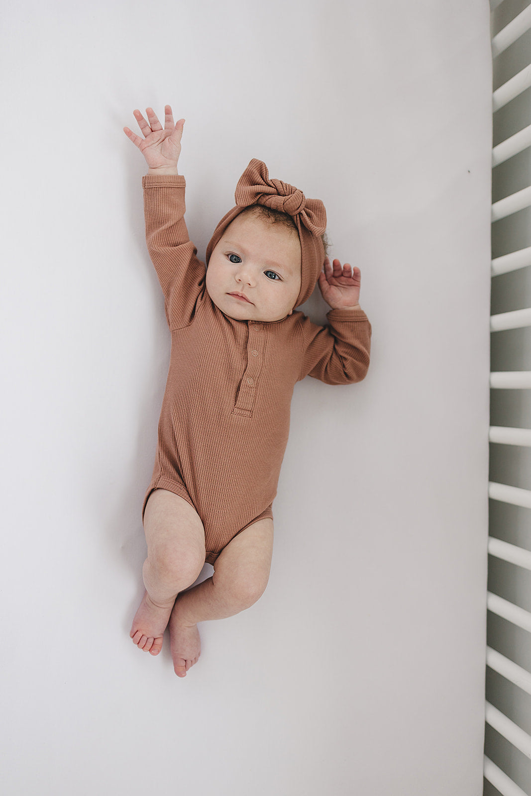 Dusty Rose Organic Snap Long Sleeve Ribbed Bodysuit - HoneyBug 