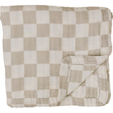 Taupe Checkered Muslin Quilt - HoneyBug 