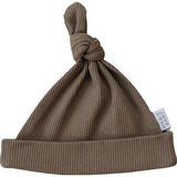 Cocoa Organic Ribbed Newborn Knot Hat - HoneyBug 
