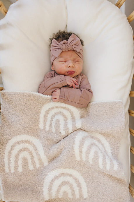 Taupe Rainbow Plush Blanket - HoneyBug 