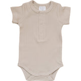 Oatmeal Organic Cotton Ribbed Snap Bodysuit - HoneyBug 