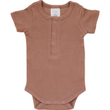 Dusty Rose Organic Cotton Ribbed Snap Bodysuit - HoneyBug 