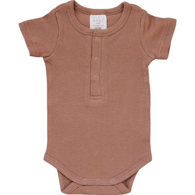 Dusty Rose Organic Cotton Ribbed Snap Bodysuit - HoneyBug 
