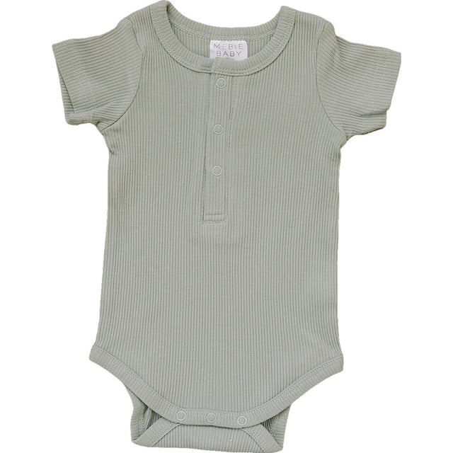 Sage Organic Cotton Ribbed Snap Bodysuit - HoneyBug 