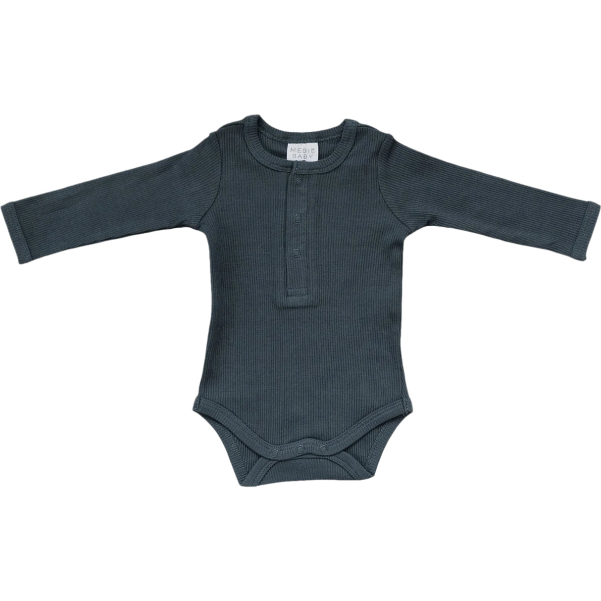 Charcoal Organic Snap Long Sleeve Ribbed Bodysuit - HoneyBug 