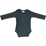 Charcoal Organic Snap Long Sleeve Ribbed Bodysuit - HoneyBug 