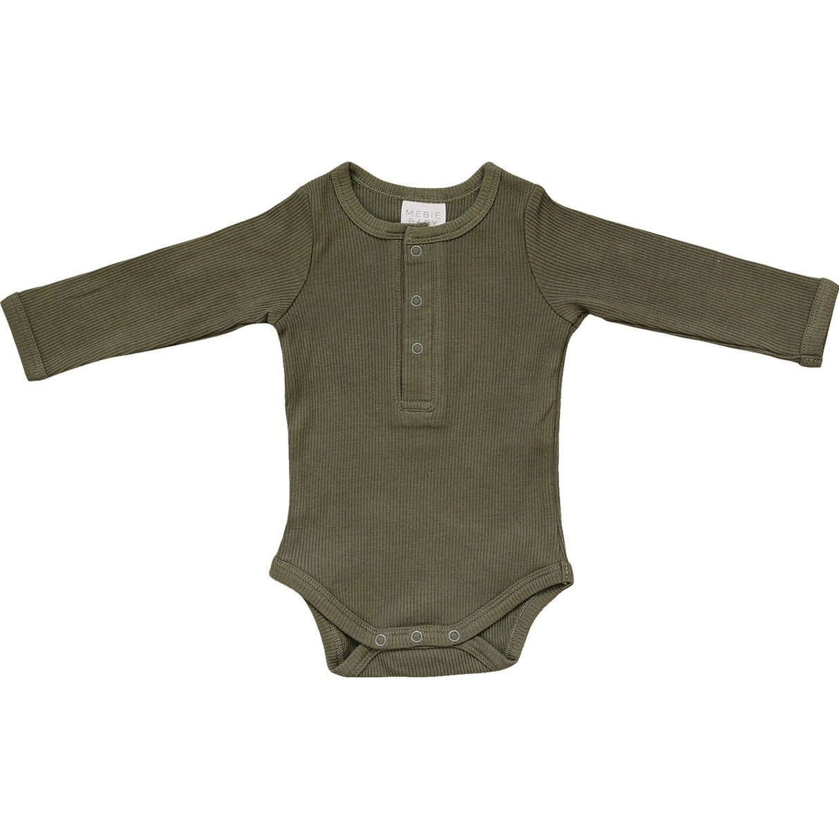Winter Green Organic Snap Long Sleeve Ribbed Bodysuit - HoneyBug 
