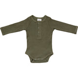 Winter Green Organic Snap Long Sleeve Ribbed Bodysuit - HoneyBug 