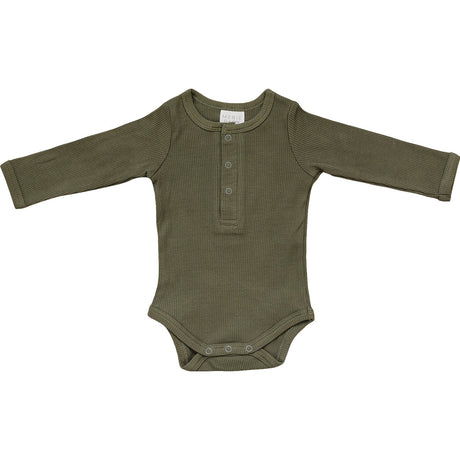 Winter Green Organic Snap Long Sleeve Ribbed Bodysuit - HoneyBug 